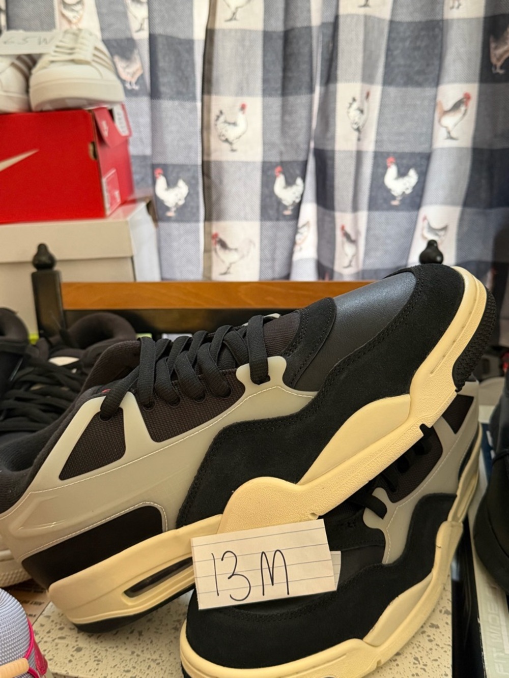 Men's Black and Cream Casual Sneakers